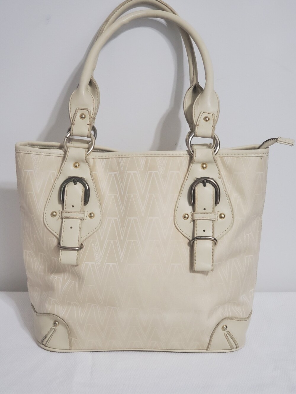 Valentino Mario Valentino Cream Signature Canvas Purse